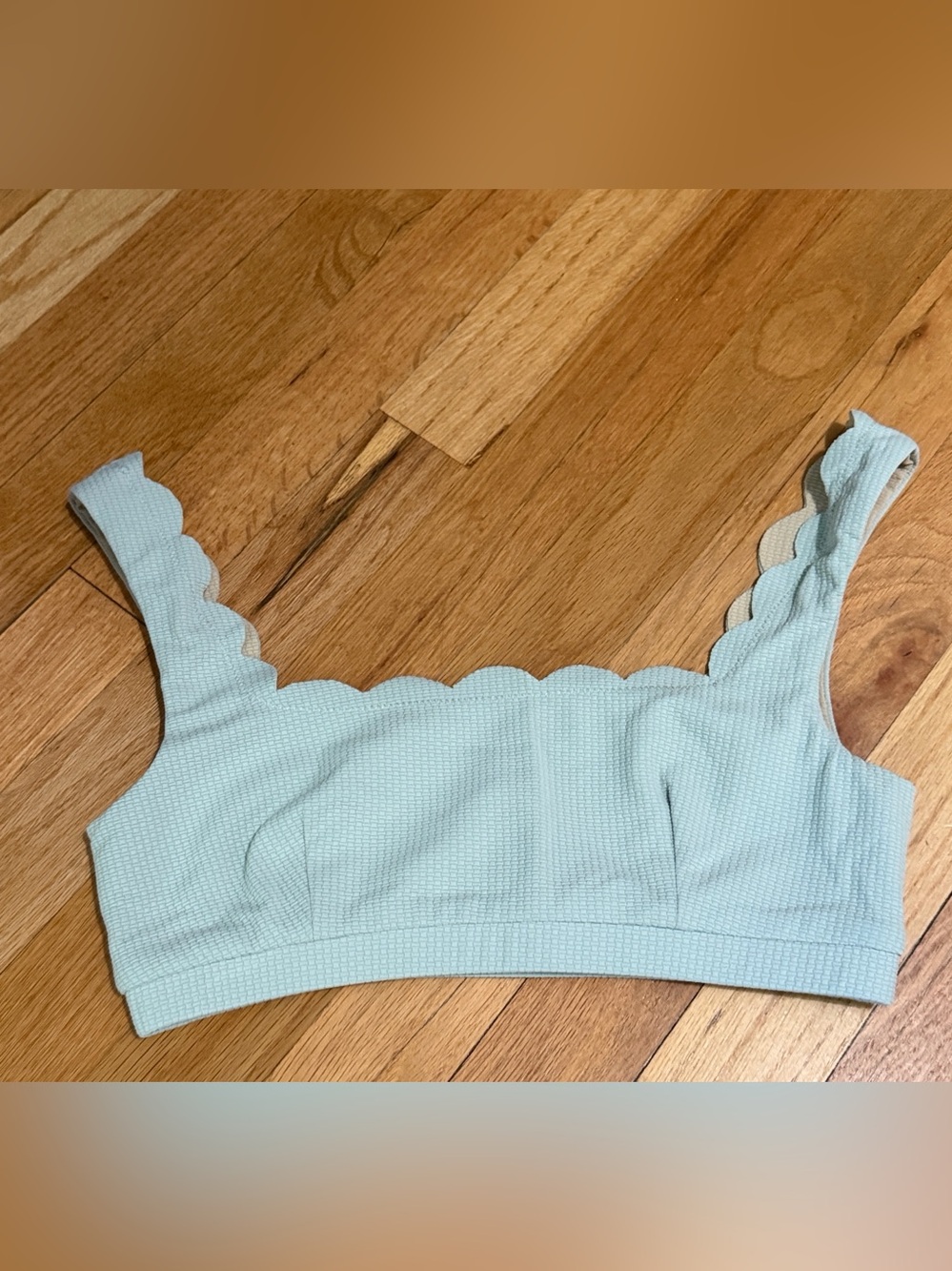 MARYSIA Palm Springs reversible scalloped recycled-seersucker bikini top medium - Picture 2 of 5
